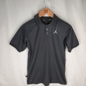 Jordan Jumpman gray polo Dri-Fit short sleeve 1/4 button neck ribbed Youth Large